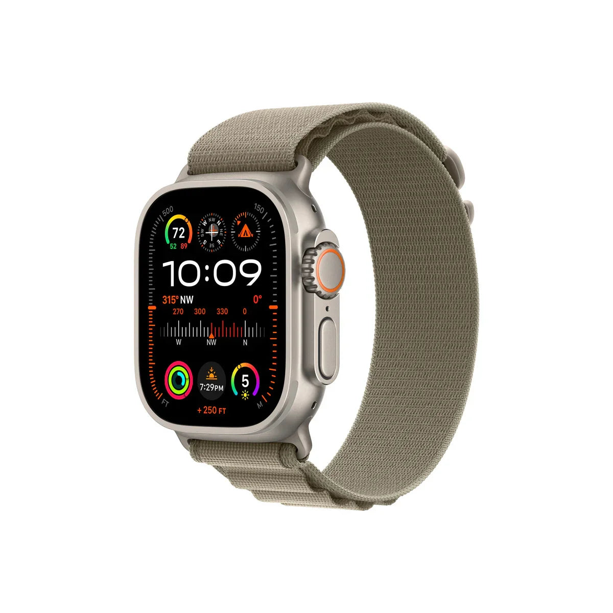 Apple Watch Ultra 2 GPS + Cellular, 49mm Titanium Case w Olive Alpine Loop - Small