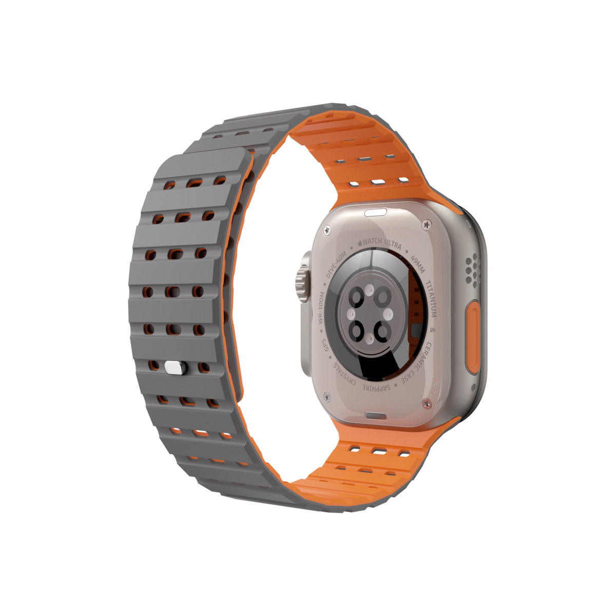 NEXT ONE ремче за Apple Watch 46/49 mm, Силикон, Сиво/Портокалова