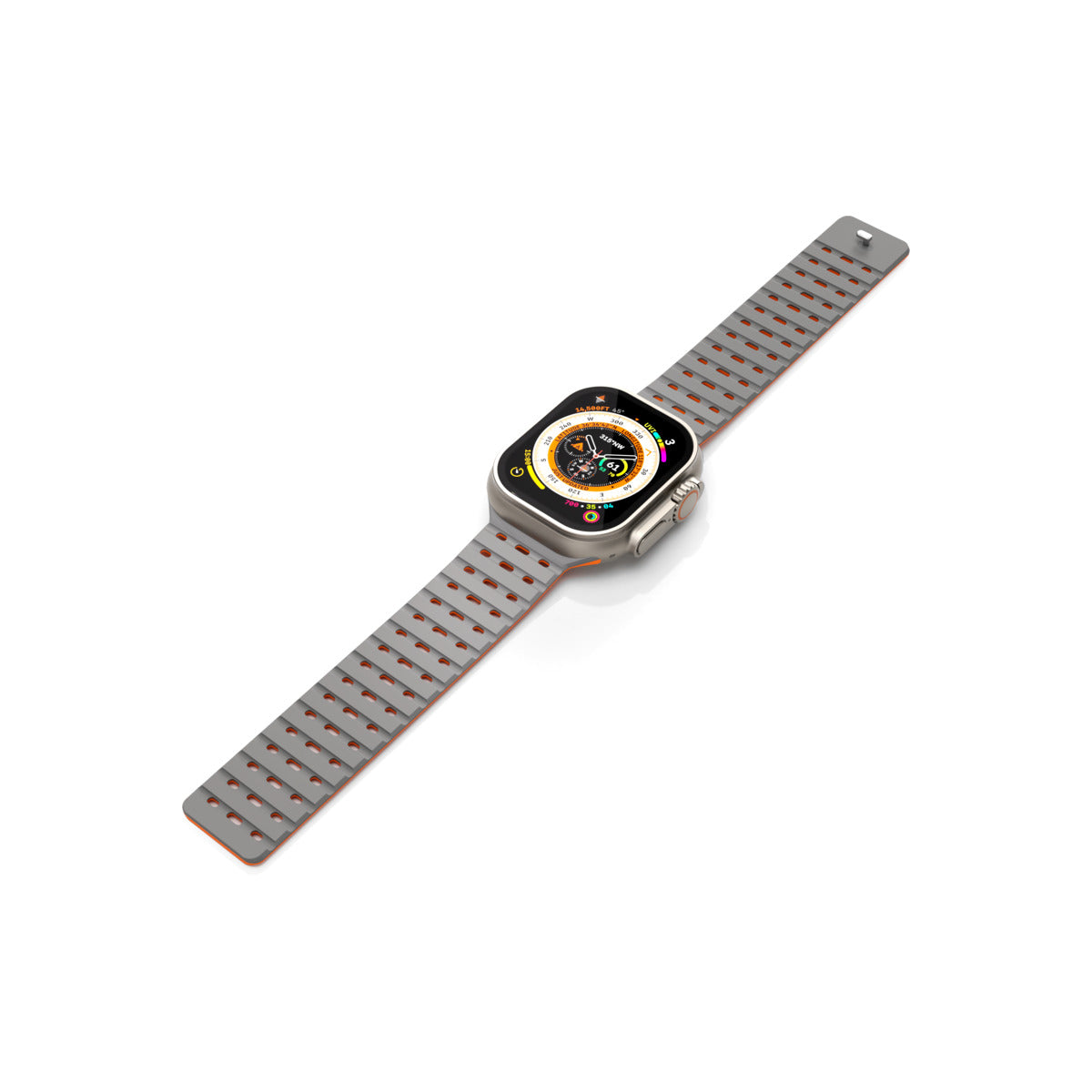 NEXT ONE ремче за Apple Watch 46/49 mm, Силикон, Сиво/Портокалова