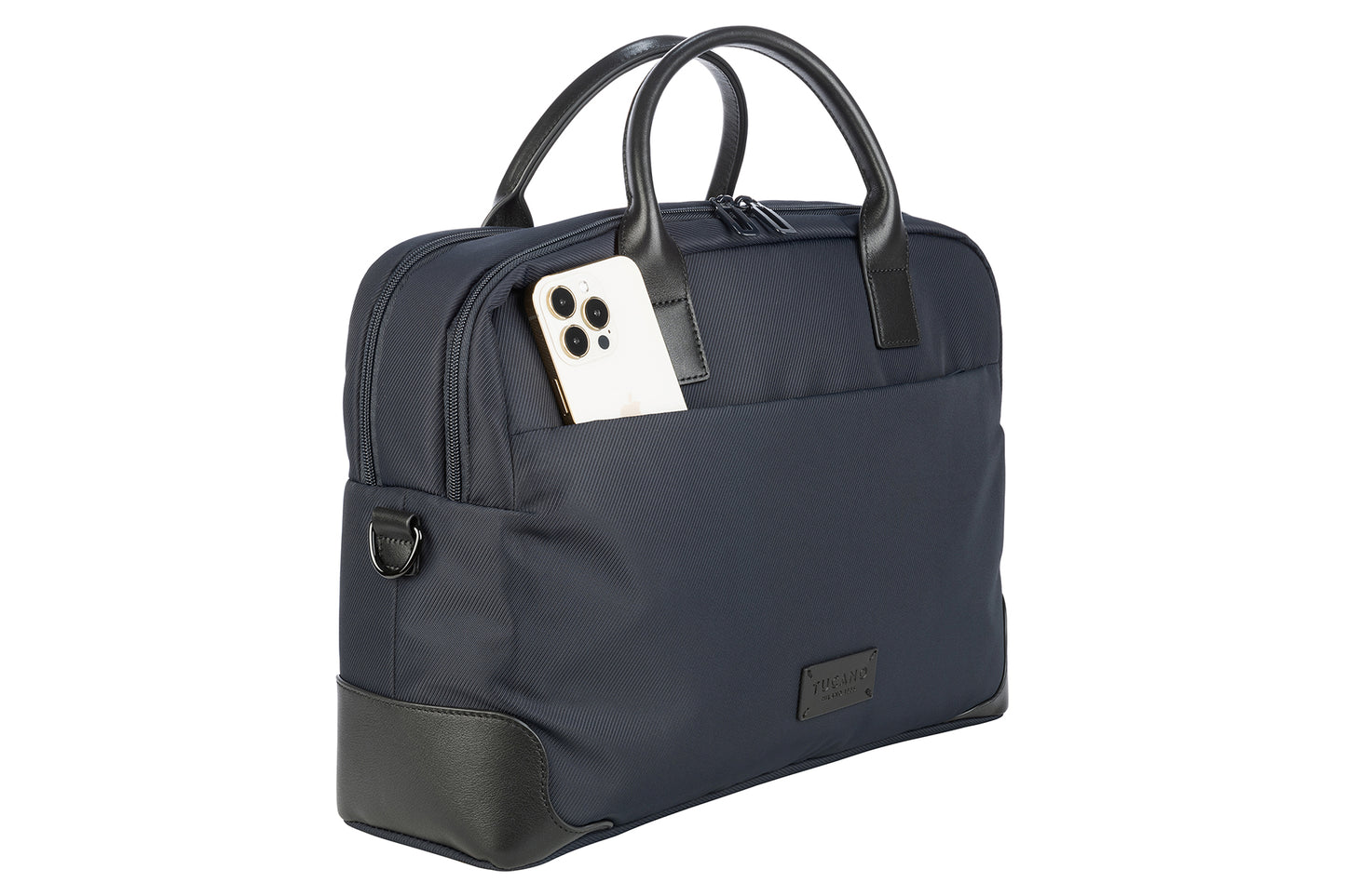 Geanta Tucano cu elemente de piele, 16", Bleumarin/Negru
