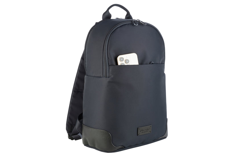 Rucsac Tucano cu elemente de piele, 16", Bleumarin/Negru