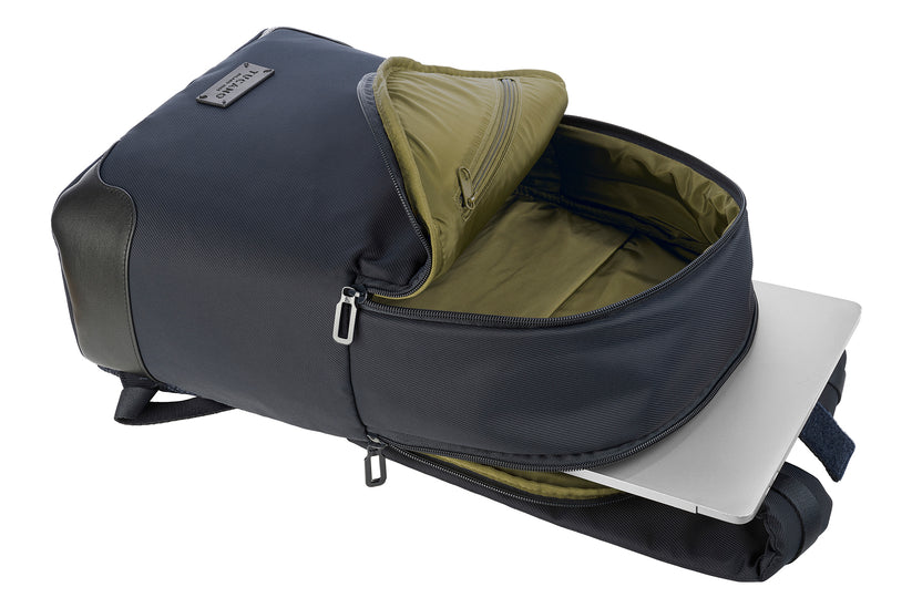 Rucsac Tucano cu elemente de piele, 16", Bleumarin/Negru