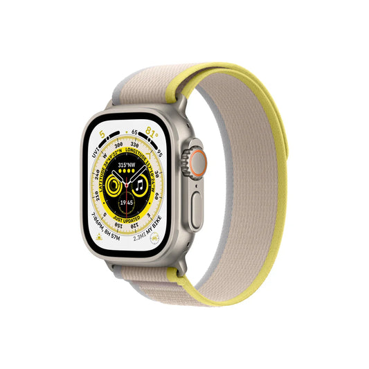 Apple Watch Ultra 49 mm / GPS + Cellular / Titanium Case / Yellow/Beige Trail Loop / S/M