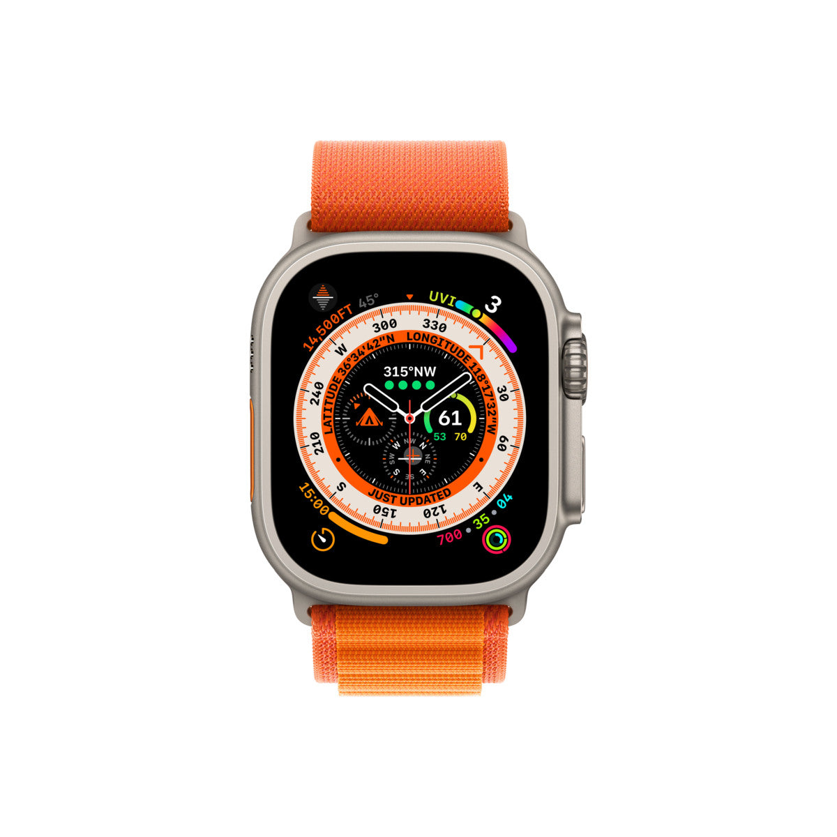 Apple Watch Ultra 49 mm / GPS + Cellular / Titanium Case / Orange Alpine Loop / Small