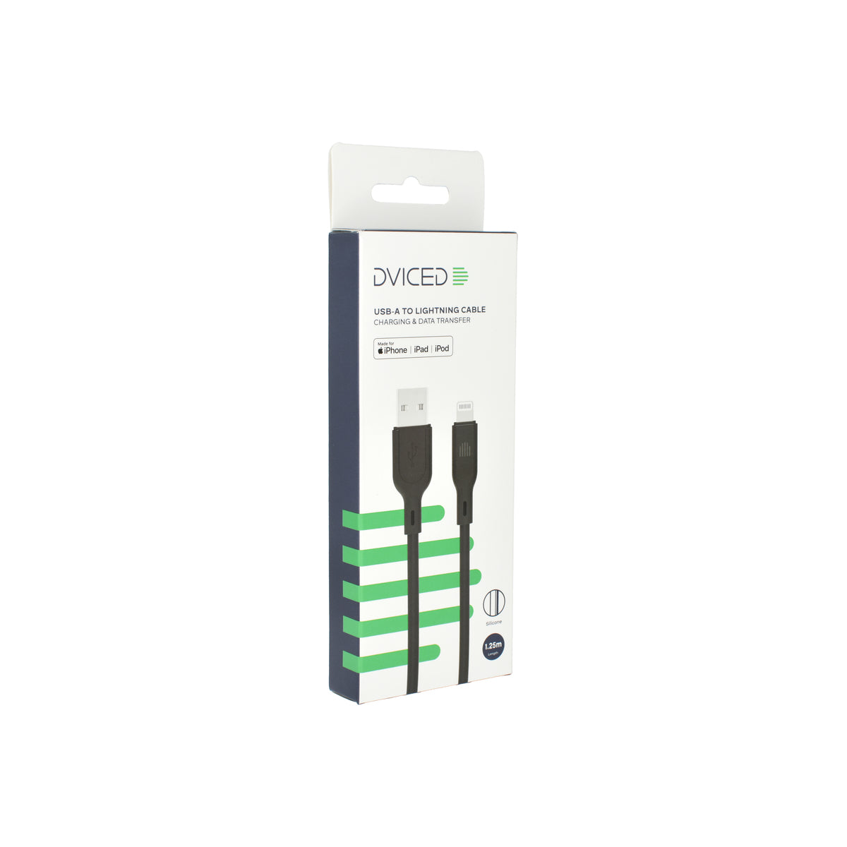 Dviced Cable USB-A to Lightning silicone 1,25m - Black