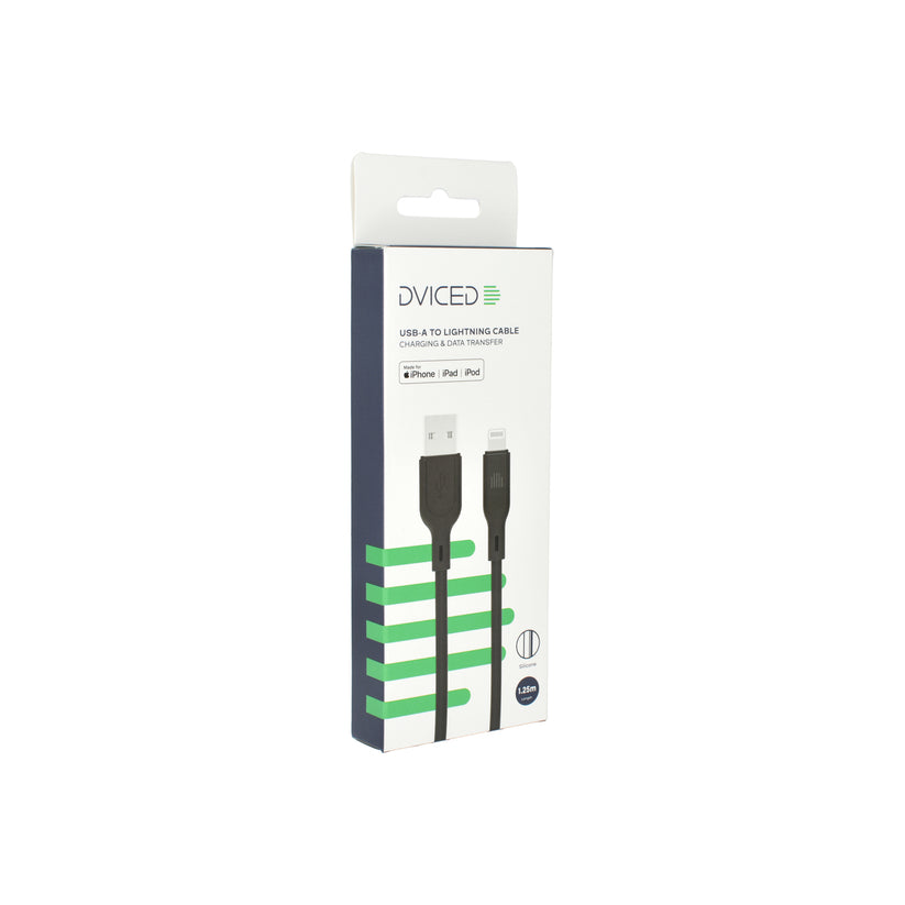 Dviced Cable USB-A to Lightning silicone 1,25m - Black