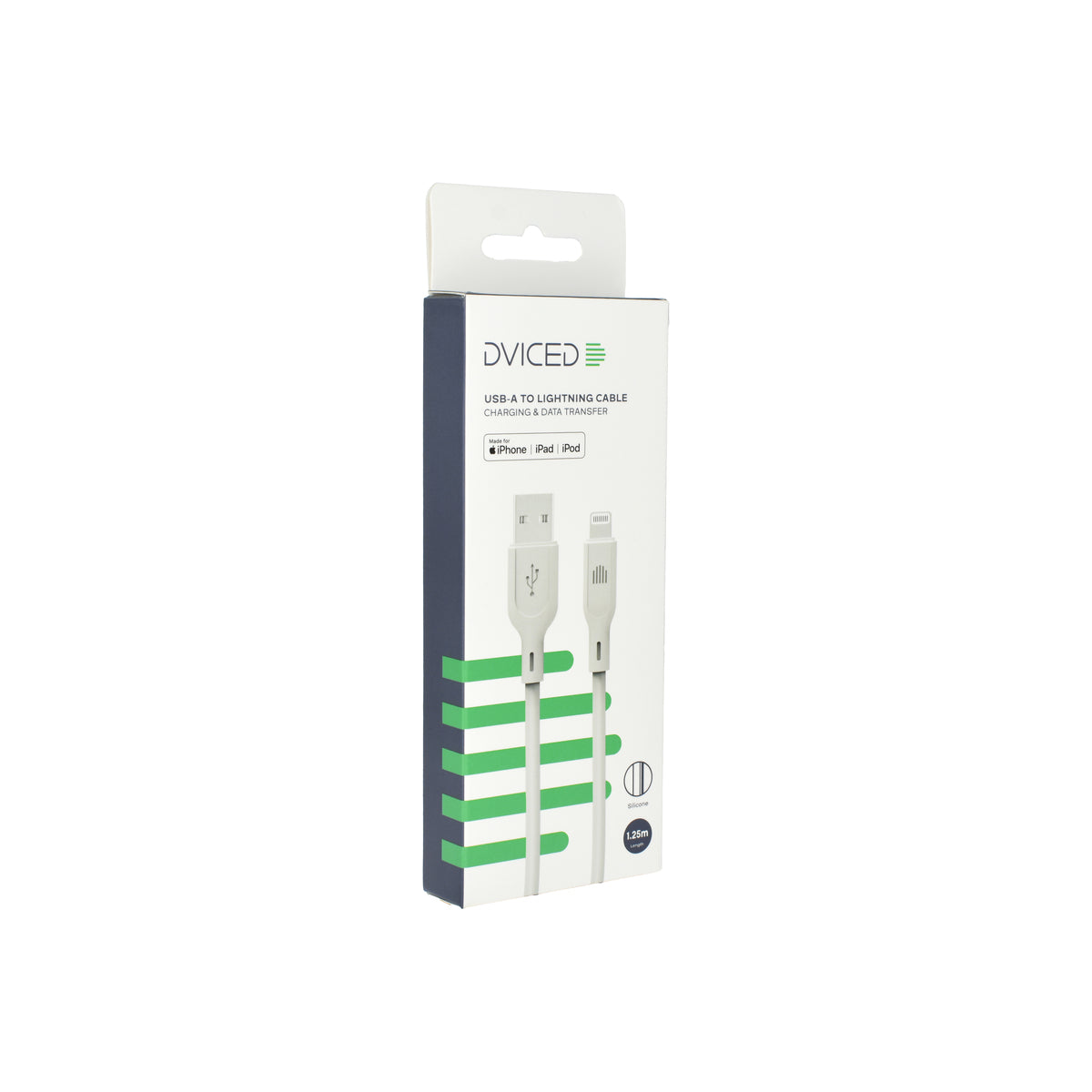 Dviced Cable USB-A to Lightning silicone 1,25m - White