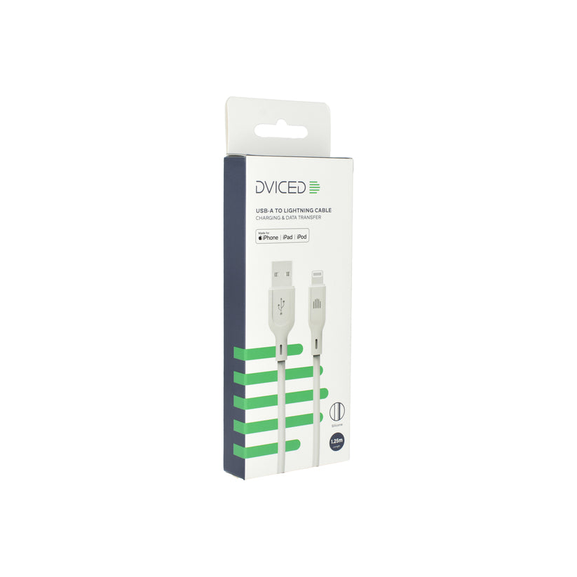 Dviced Cable USB-A to Lightning silicone 1,25m - White