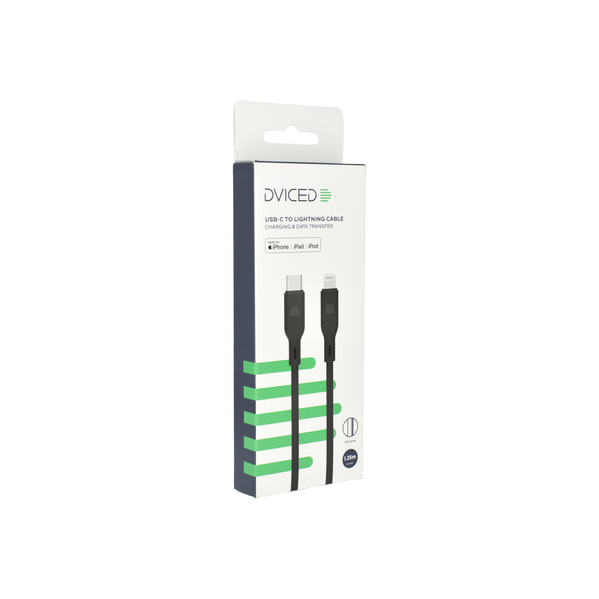 Dviced Cable USB-C to Lightning silicone 1,25m - Black