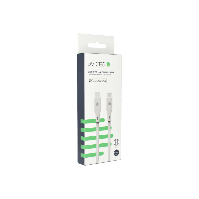 Dviced Cable USB-C to Lightning silicone 1,25m - White