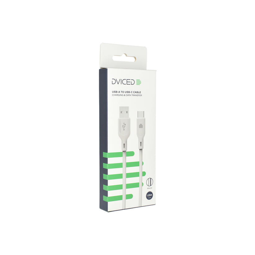Dviced Cable USB-A to USB-C silicone 1,25m - White
