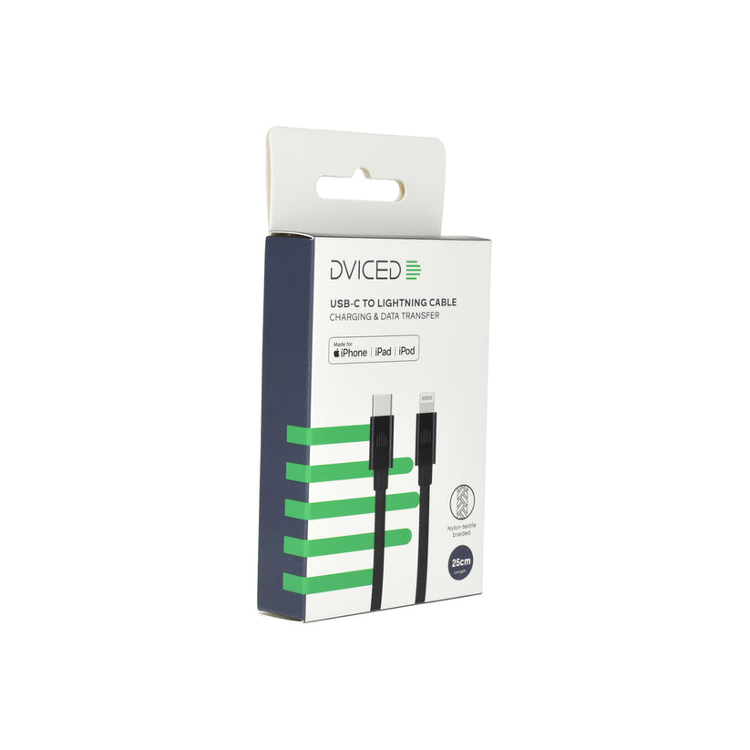 Dviced Cable USB-C to Lightning Nylon Textile 0,25m - Black