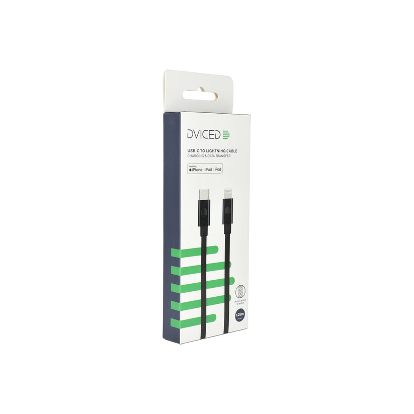 Dviced Cable USB-C to Lightning Nylon Textile 1,25m - Black