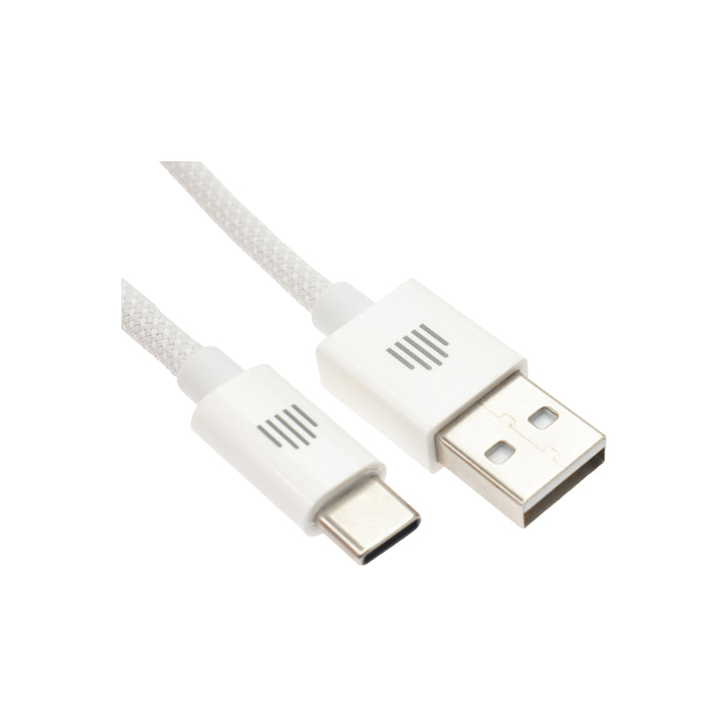 Dviced Cable USB-A to USB-C Nylon Textile 1,25m - White