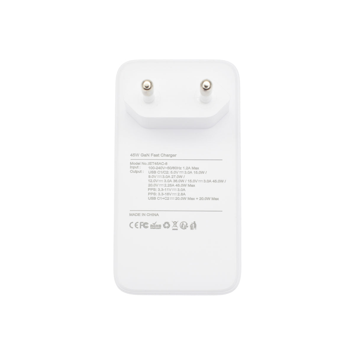 Dviced Slim Wall charger 45W GaN 2 USB-C EU - White