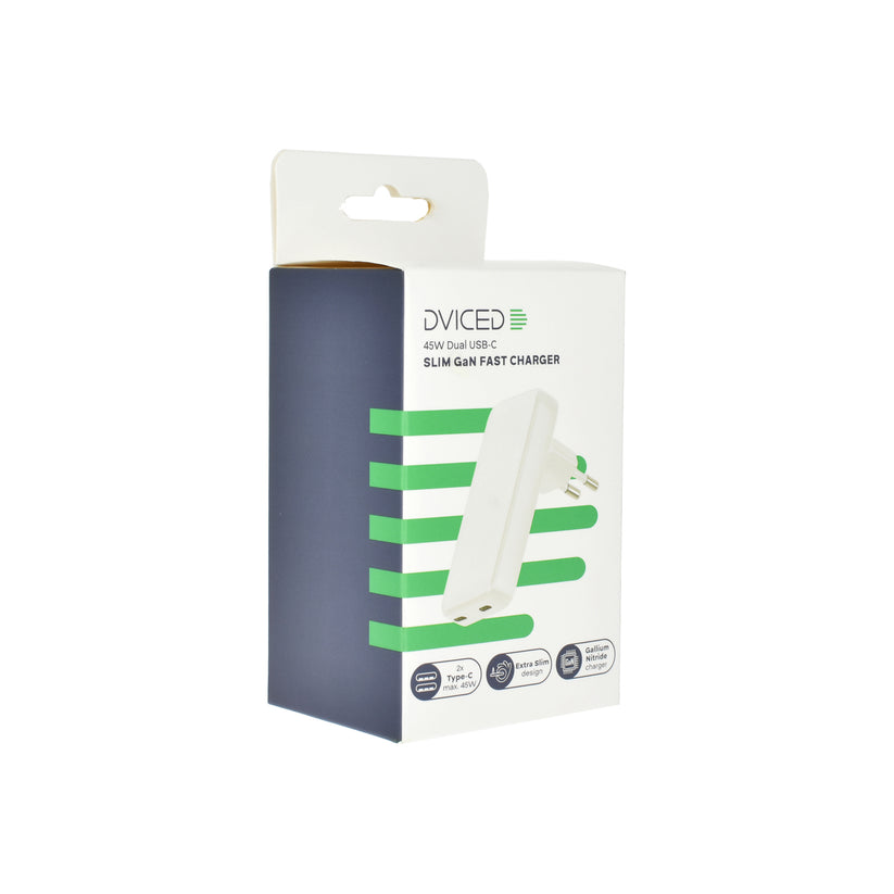 Dviced Slim Wall charger 45W GaN 2 USB-C EU - White