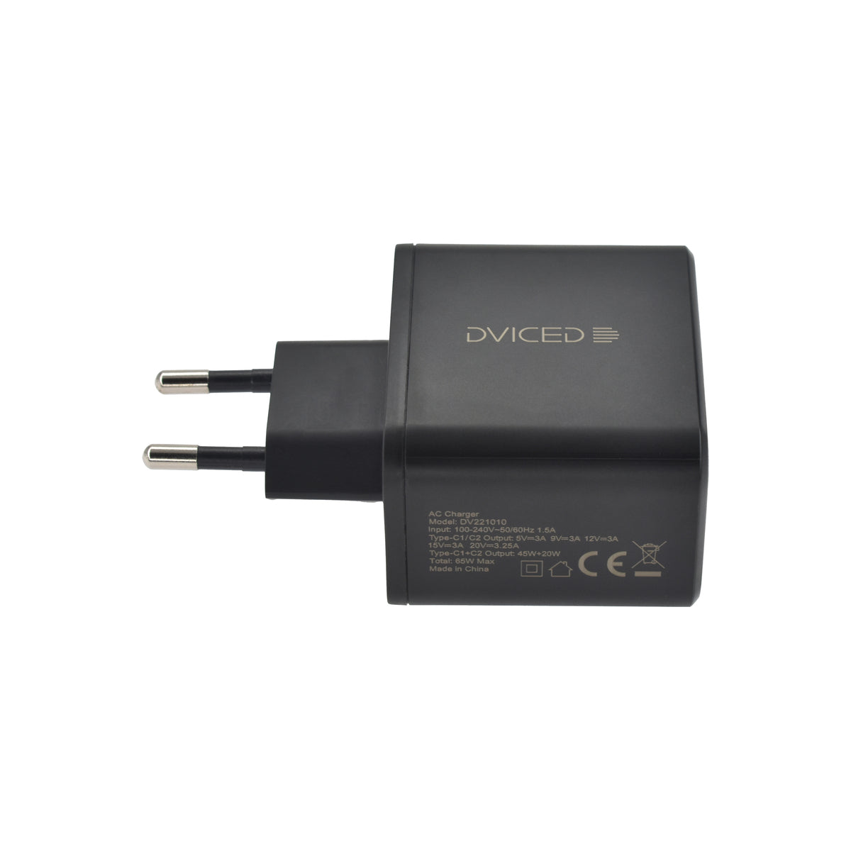 Dviced Wall charger 65W GaN 2 USB-C EU - Black