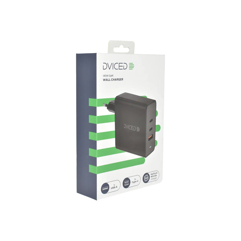Dviced Wall charger 140W GaN 2 USB-C, USB-A EU - Black