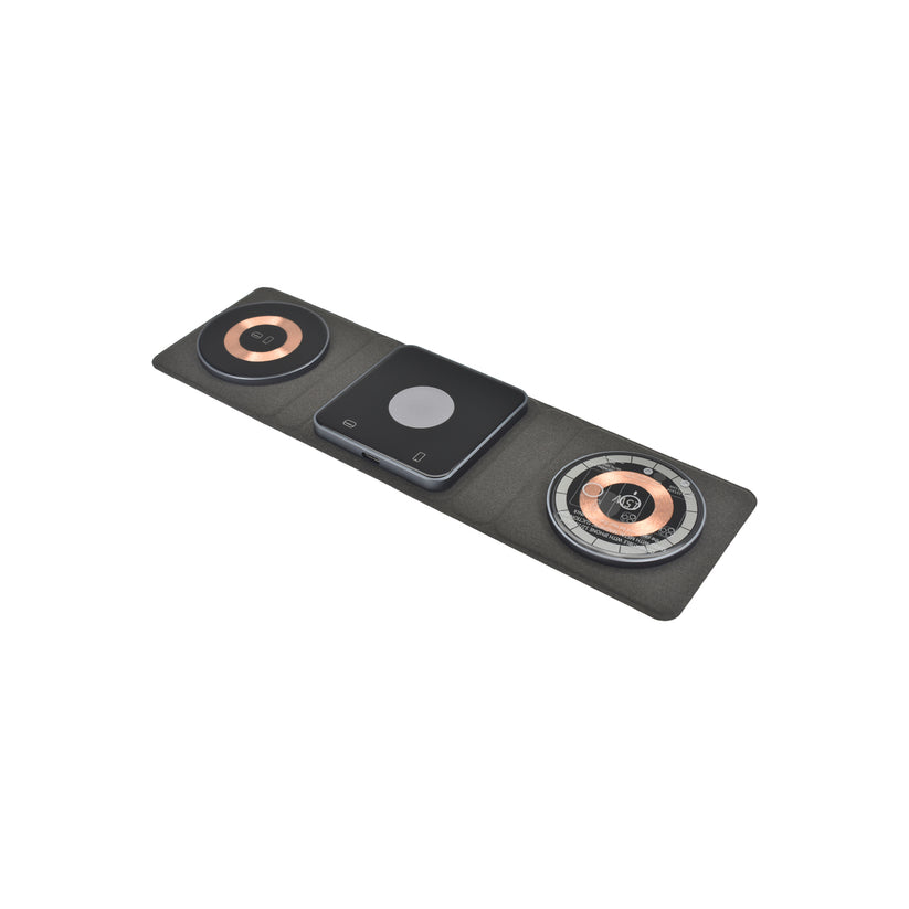 Dviced 3-in-1 foldable magnetic wireless charger - Black/Copper