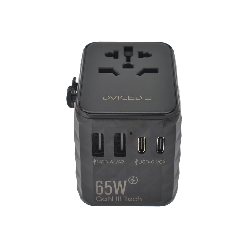 Dviced Universal travel adapter 65W GaN - Black
