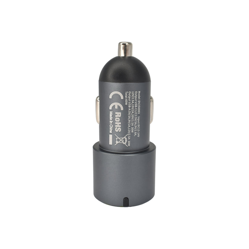 Dviced Car charger 60W 1 USB-A, 2 USB-C - Gray