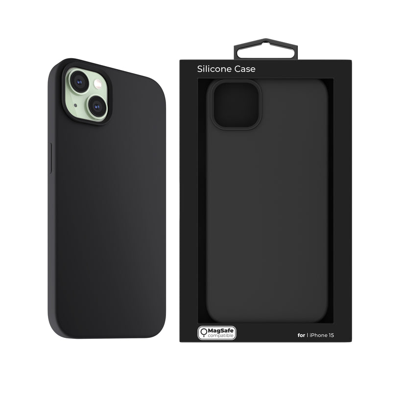 NEXT ONE silicone case MagSafe compatible for iPhone 15 | Black
