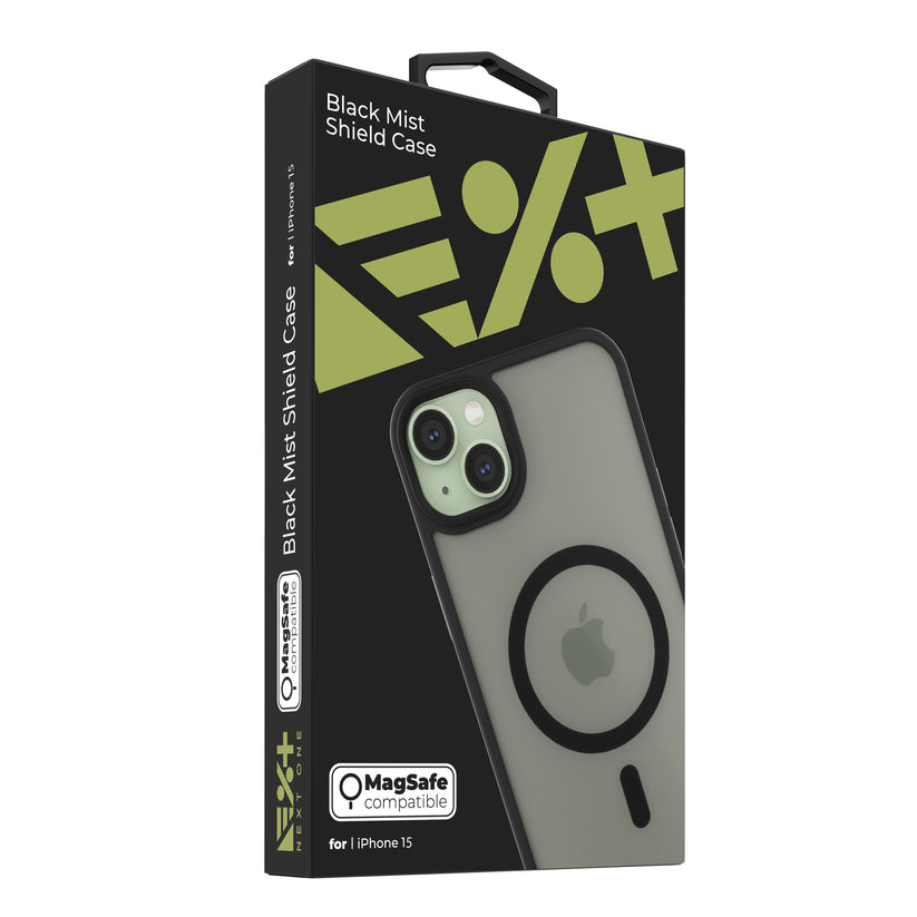 NEXT ONE mist shield case MagSafe compatible for iPhone 15 | Black