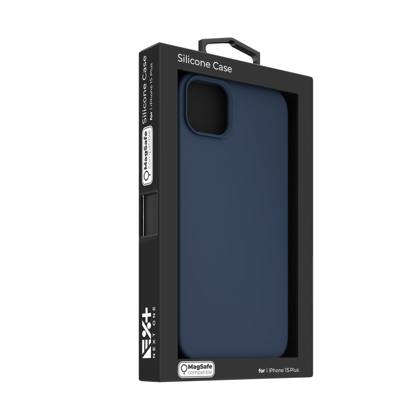 NEXT ONE silicone case MagSafe compatible for iPhone 15 Plus | Royal Blue