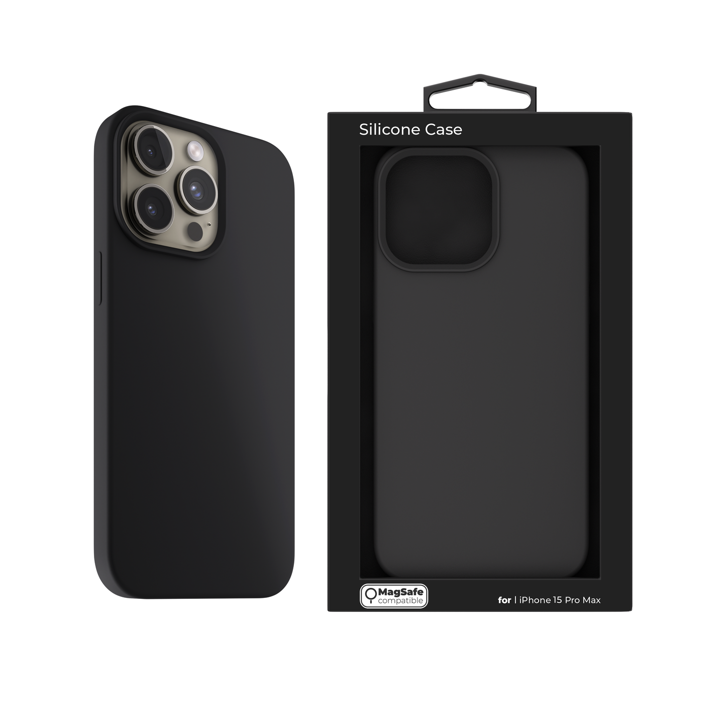 NEXT ONE silicone case MagSafe compatible for iPhone 15 Pro Max | Black