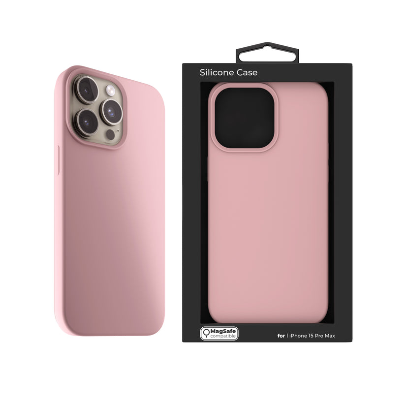 NEXT ONE silicone case MagSafe compatible for iPhone 15 Pro Max | Pink