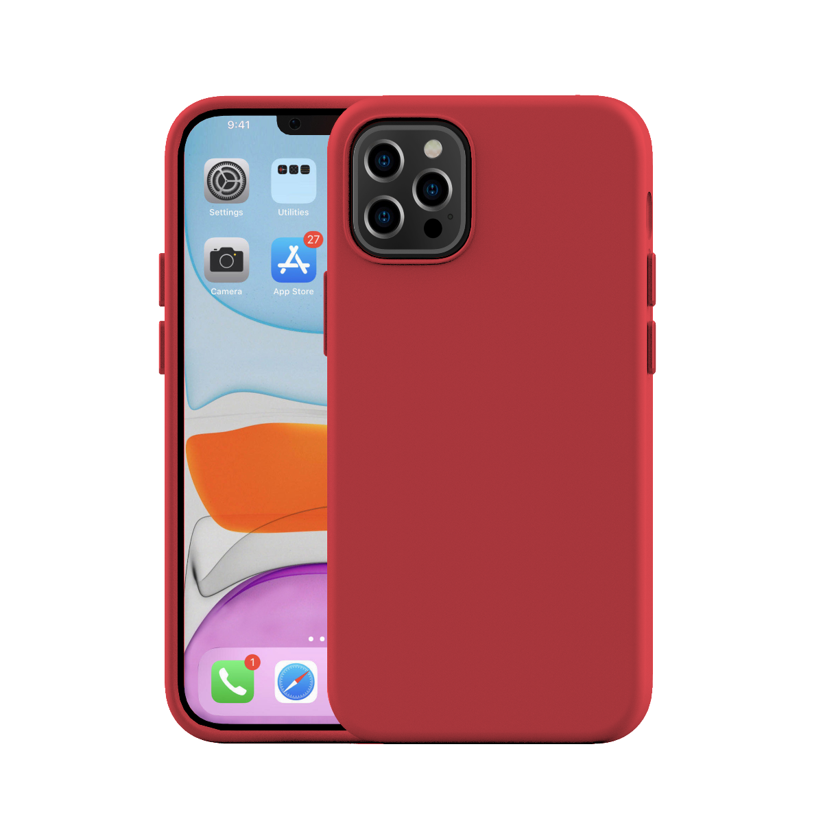 NEXT ONE силиконска маска за iPhone 12 | 12 PRO - црвена
