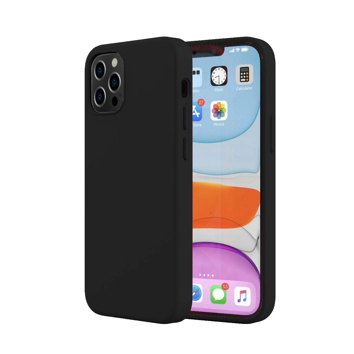 NEXT ONE силиконска маска за iPhone 12 | 12 PRO - црна
