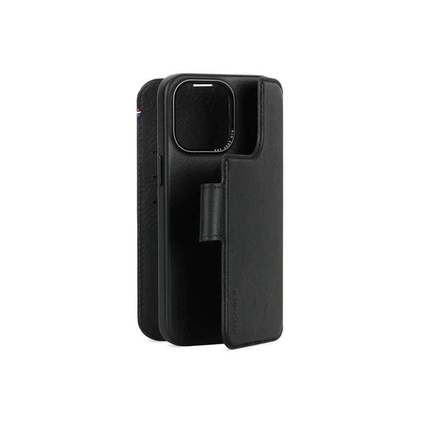 Decoded Leather Detachable Wallet, black - Phone 15 Pro Max