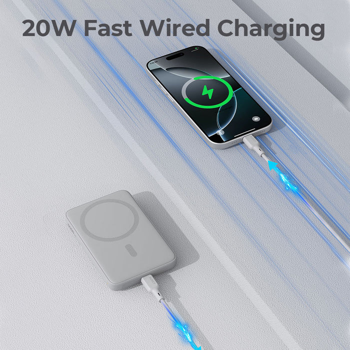 Baterie externa AUKEY cu MagSafe, 5000 mAh, Alb