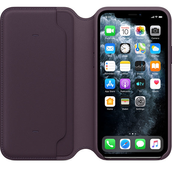 Apple iPhone 11 Pro Leather Folio - Aubergine