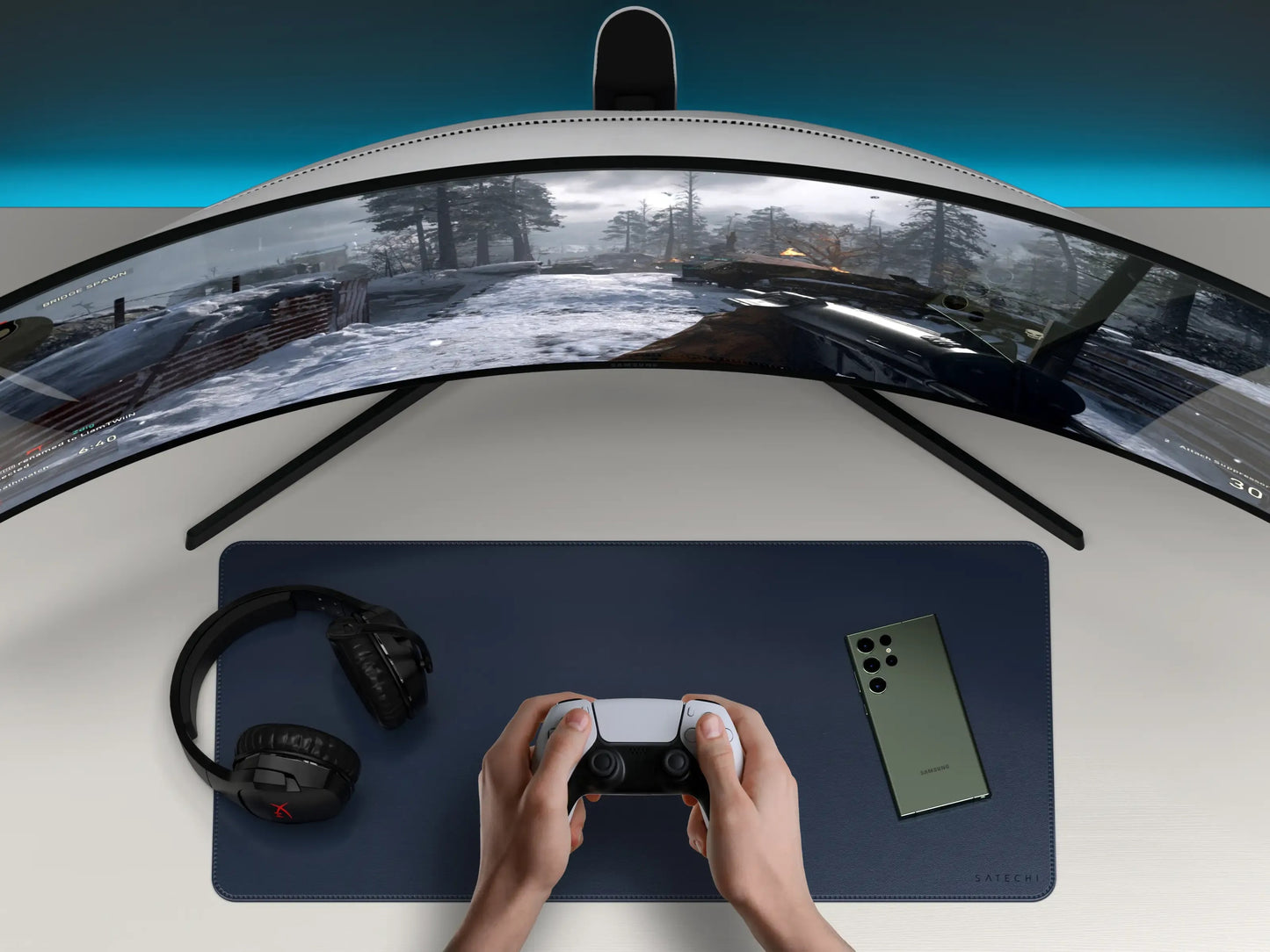 Satechi Vegan-Leather Premium Desk Mat - Blue