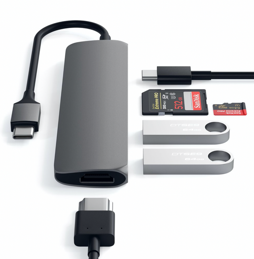 Satechi TYPE-C Slim Multimedia Adapter V2 - Space gray