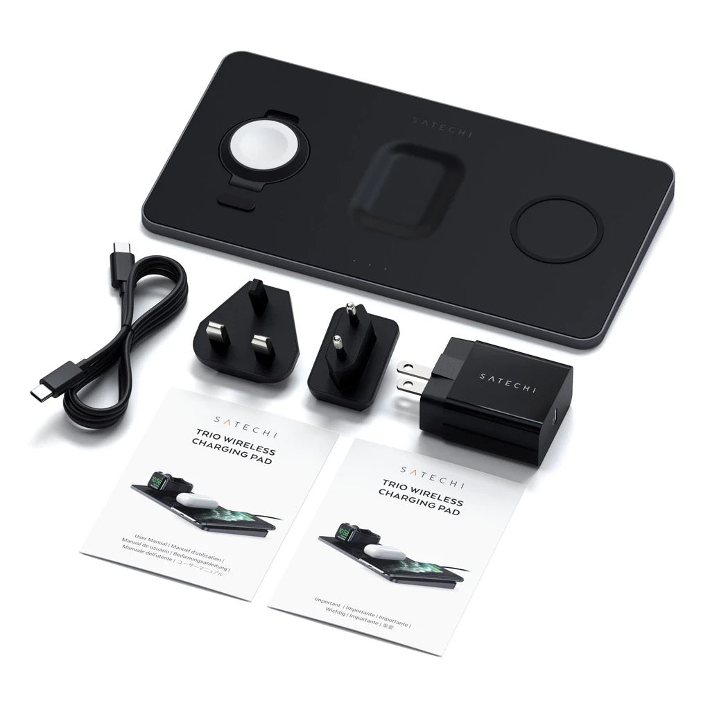 Satechi Trio Wireless Charging Pad (Apple Watch, Airpods, iPhone) - Black