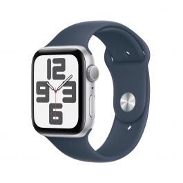Apple Watch SE2 v2 GPS 44mm Silver Alu Case w Storm Blue Sport Band - M/L