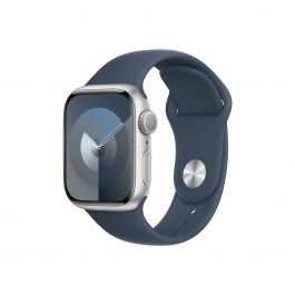 Apple Watch S9 GPS 41mm Silver Alu Case w Storm Blue Sport Band - S/M